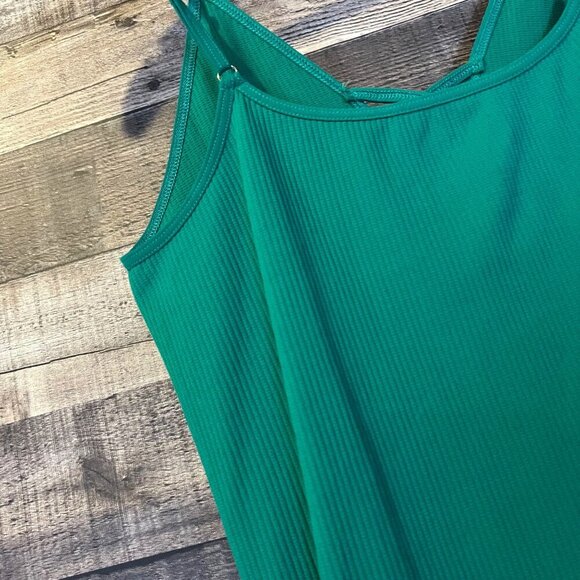 Intimately Free People Green Ribbed Cami Top M Adjustable Summer Stretch Lounge - Picture 5 of 5